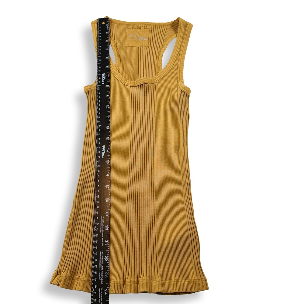 Aerie Ribbed Racerback Tank Top Mustard Yellow Ochre Small S 37F5G4Q - Picture 3 of 7